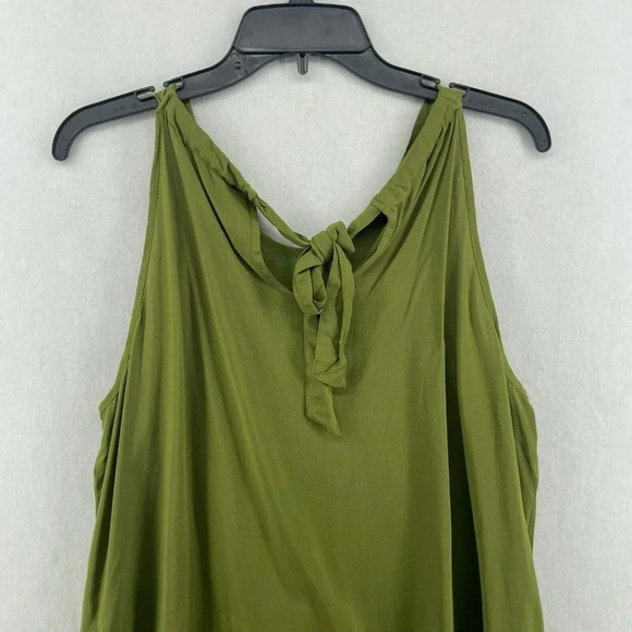APT.9 Tank Top Women Sz L Green Pullover Studded Beads Shirred Halter Neck Boho - Picture 8 of 11